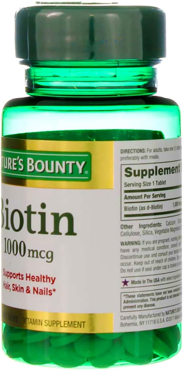 Nature's Bounty Energy Health Biotin Coated Tablets, 1000 mcg, 100 Ct (1 Pack)