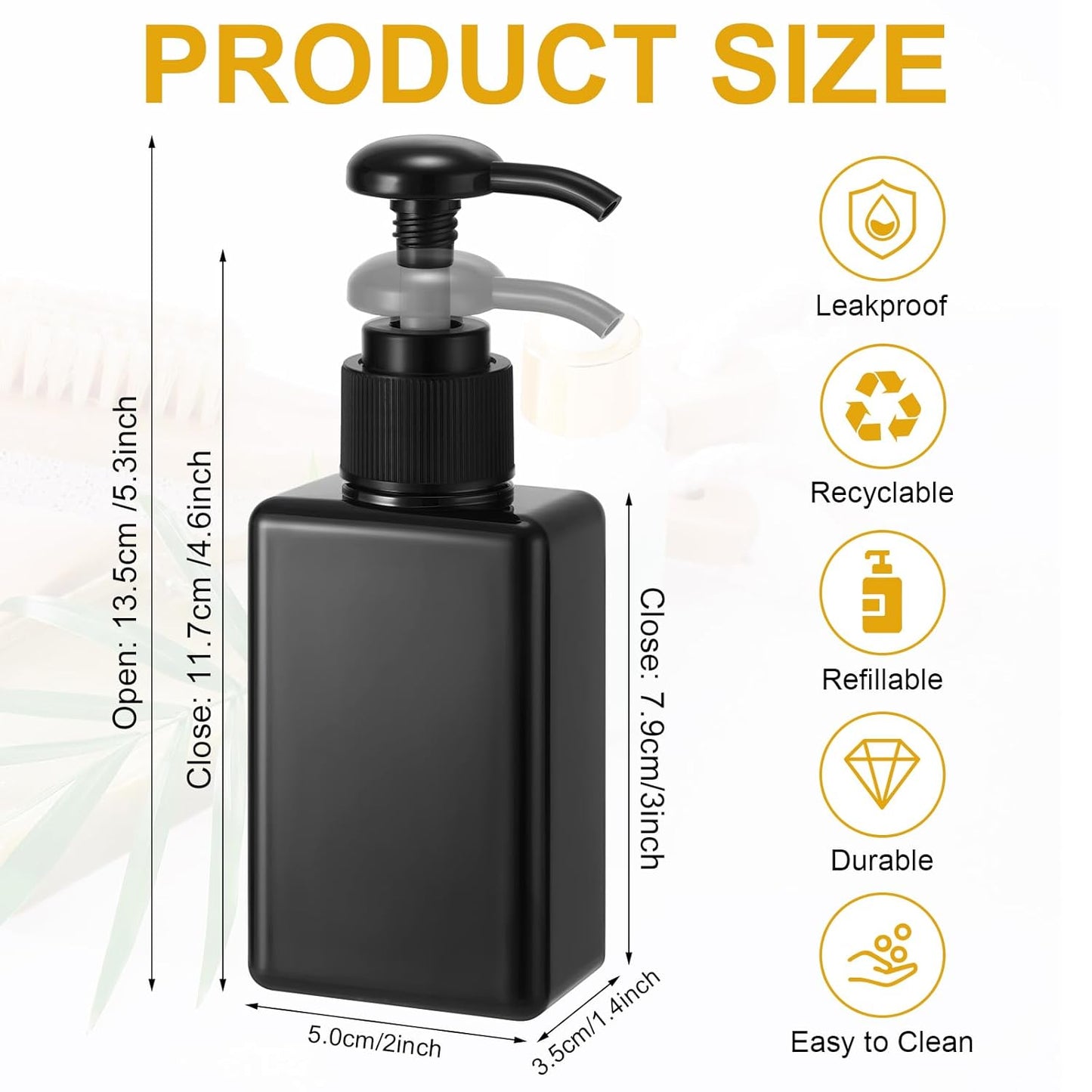 Domensi 24 Pcs 100ml /3.4 oz Pump Bottle Mini Travel Bottles Small Dispenser Containers Plastic Pump Lotion Dispenser Empty Square Travel Size Containers Toiletries (Whole Black)