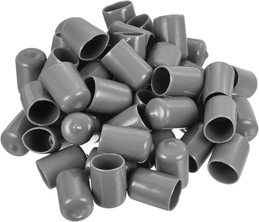 uxcell 50pcs Rubber End Caps Protective Caps 18mm ID Vinyl PVC Round Tube Bolt Cap Cover Screw Thread Protectors Light Grey