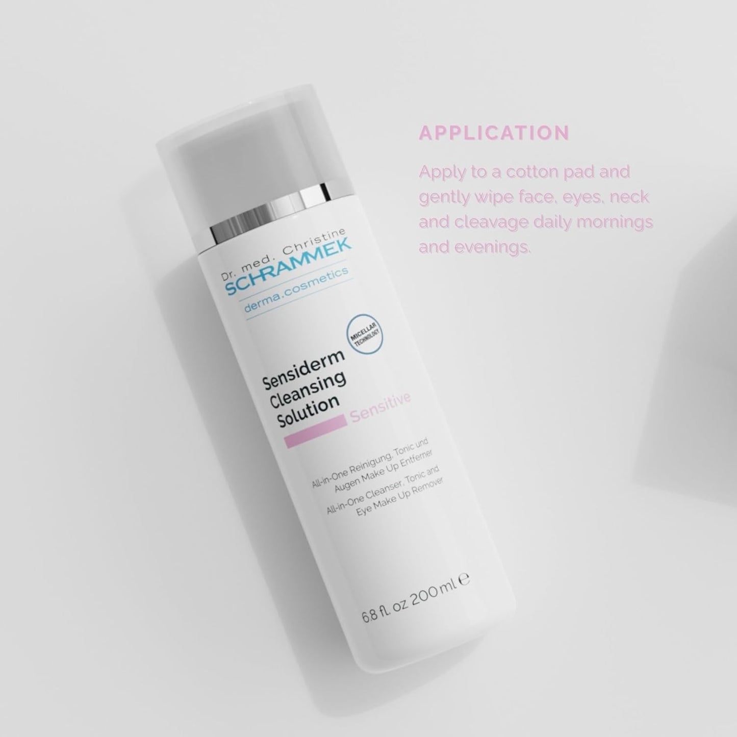 Sensiderm Cleansing Solution (6.75 fl oz) - 3-in-1 Micellar Makeup Remover & Toner - Fragrance-Free - Gentle Cleanser for Sensitive Skin - Dr. Schrammek