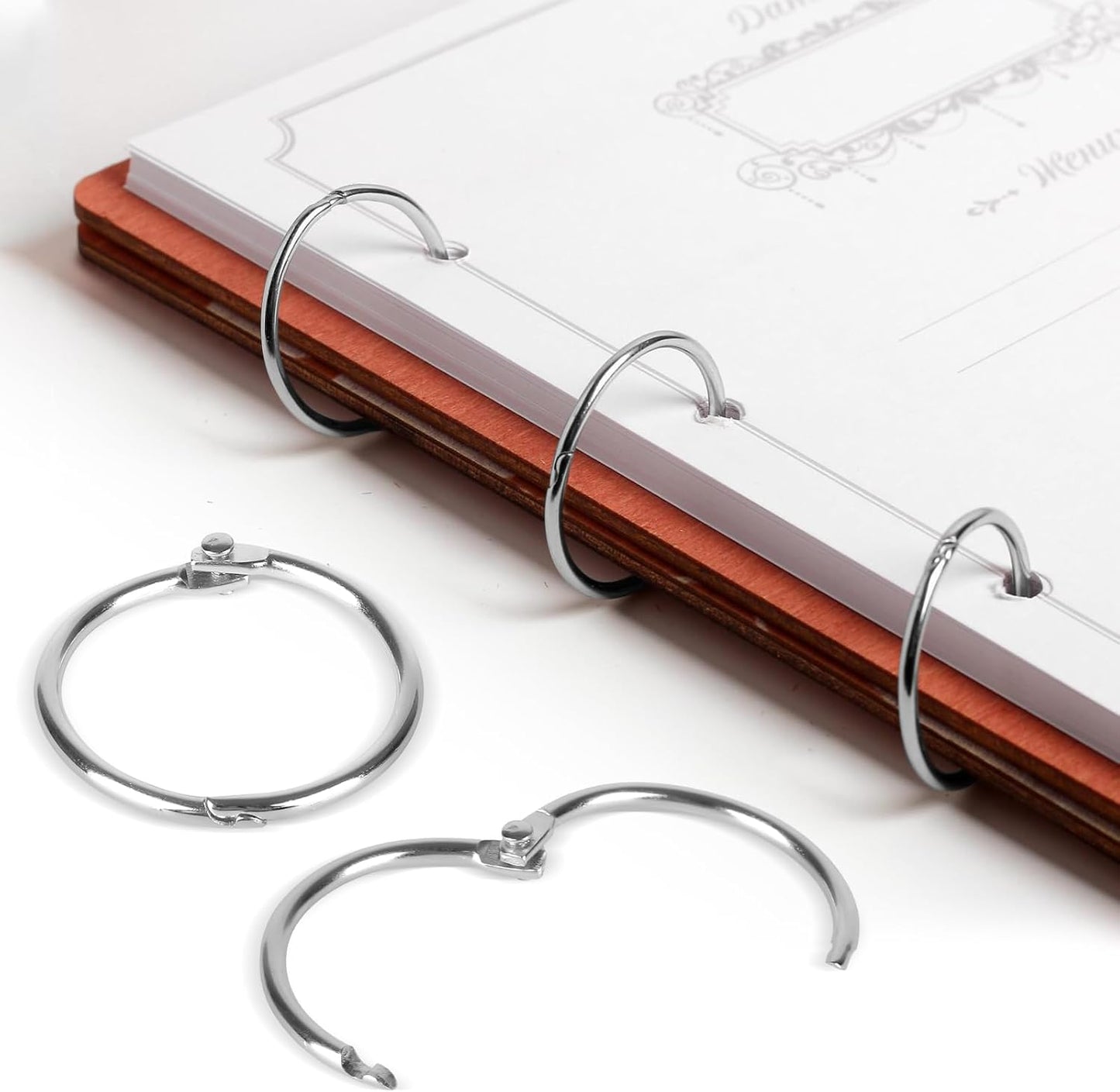 1 Inch Office Book Rings, Loose Leaf Binder for Keys, Paper, Flashcards, Index Cards, Notebooks, Photos, Binder Rings Clip Rings for School, Home, Office, Nickel Plated, Silver, 100 Pack