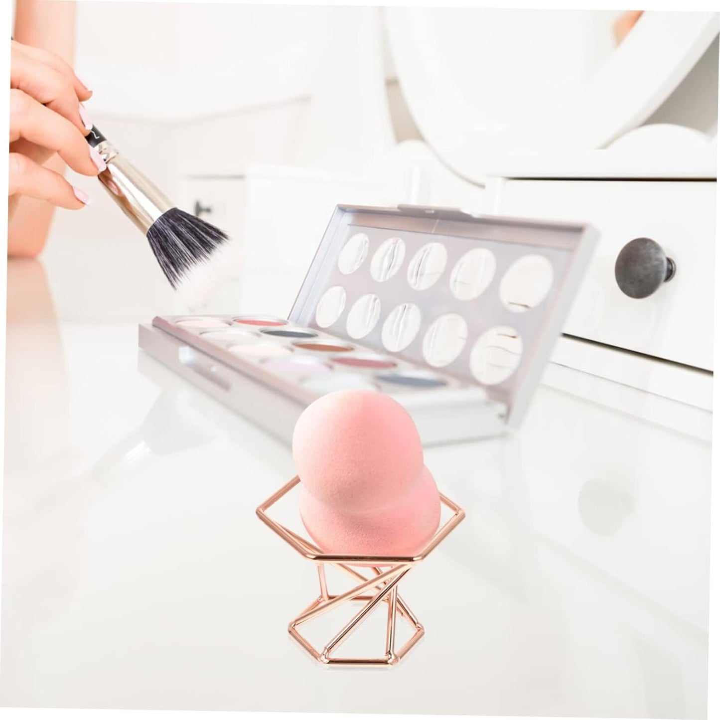 2pcs Puff Holder Stylish Sponge Puff Storage Rack Delicate Cosmetic Puff Stand Women Girls Makeup Sponge Drying Tray Rose Gold