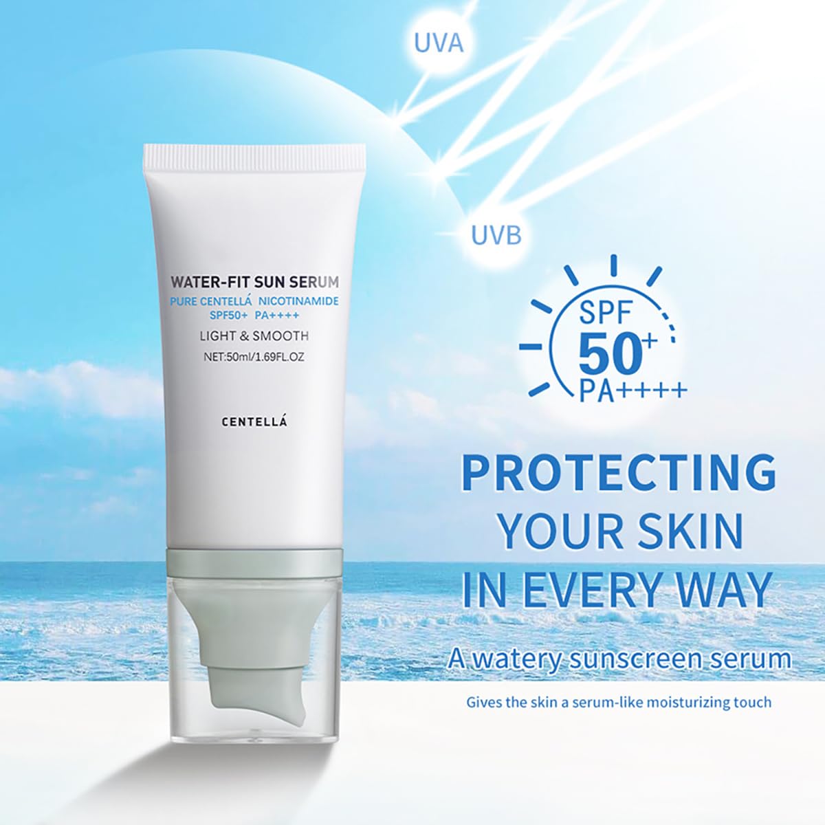𝐶𝑒𝑛𝑡𝑒𝑙𝑙á Sunscreen SPF50 PA++++, 50ML Cen-tella Madagascar Face Sun Screen Long-Lasting Protection (1 Pack)