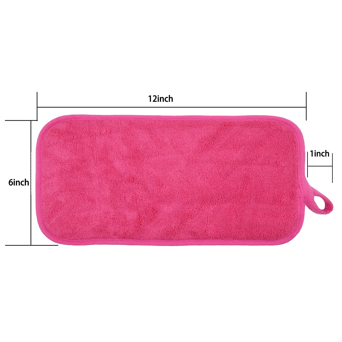 Makeup Remover Cloths for Face, Eye, Lips - Reusable Makeup Remover Pads Soft Microfiber Facial Cleansing Cloths 6 x 12 inch 12 Pack (Dark Pink)