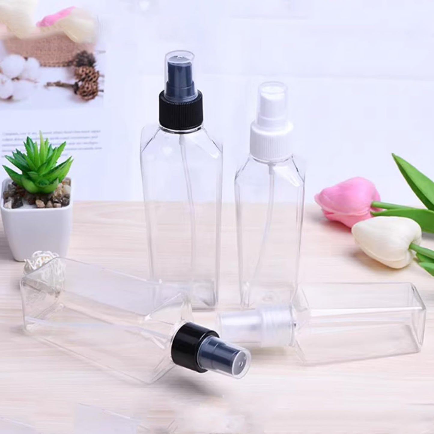 10 Pcs Spray Bottle Top, Nozzle Sprayer Tops, Replacement Pump for Essential Oil Bottles, Dispenser Caps Fine Mist Sprayer for Cosmetic (20/410 Cap Size) black