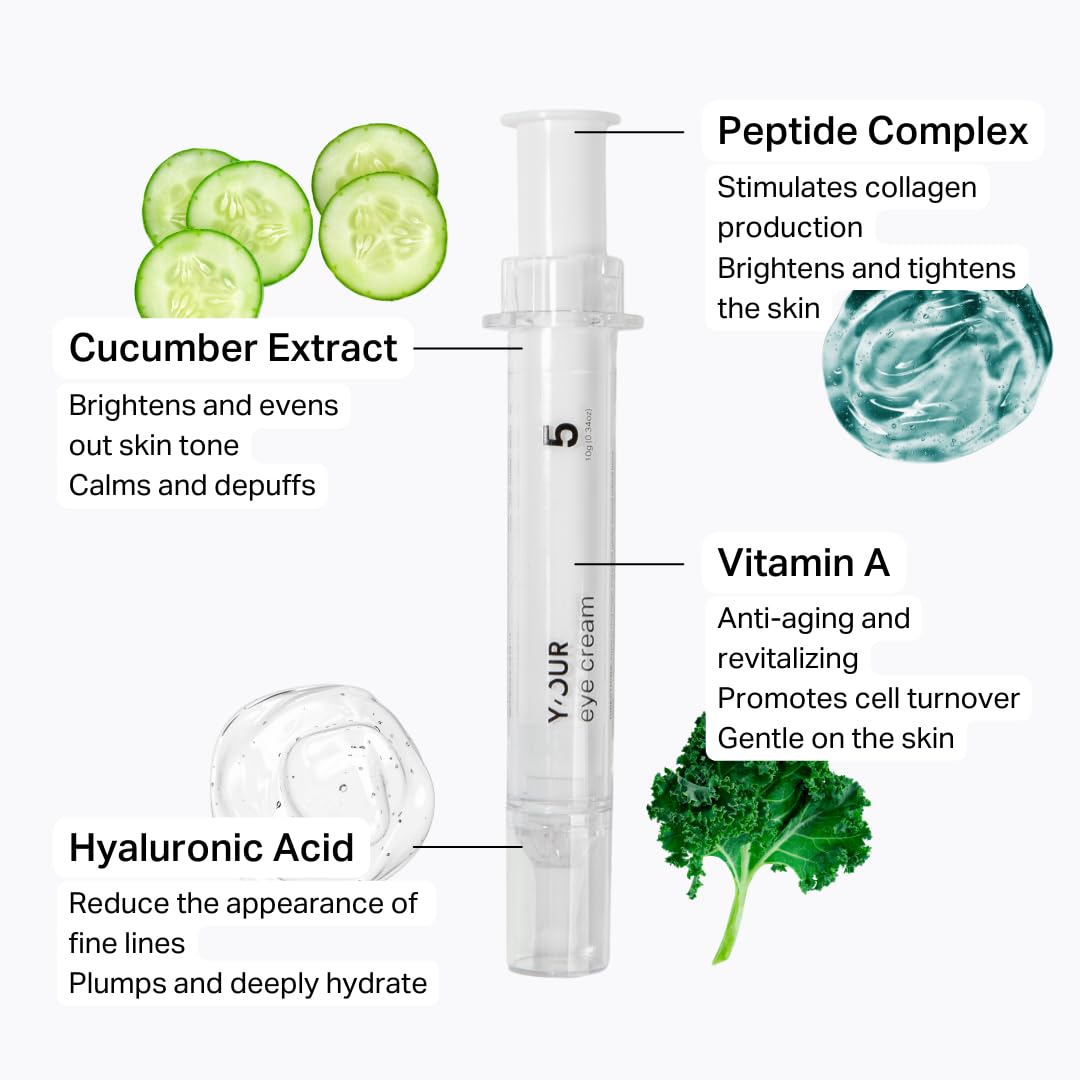 Y’OUR Retinol & Peptide Complex Eye Cream: Anti-Aging for Dark Circles, Puffiness, Wrinkles & Crow’s Feet; Hydrating & Under Eye Repair. Made in USA