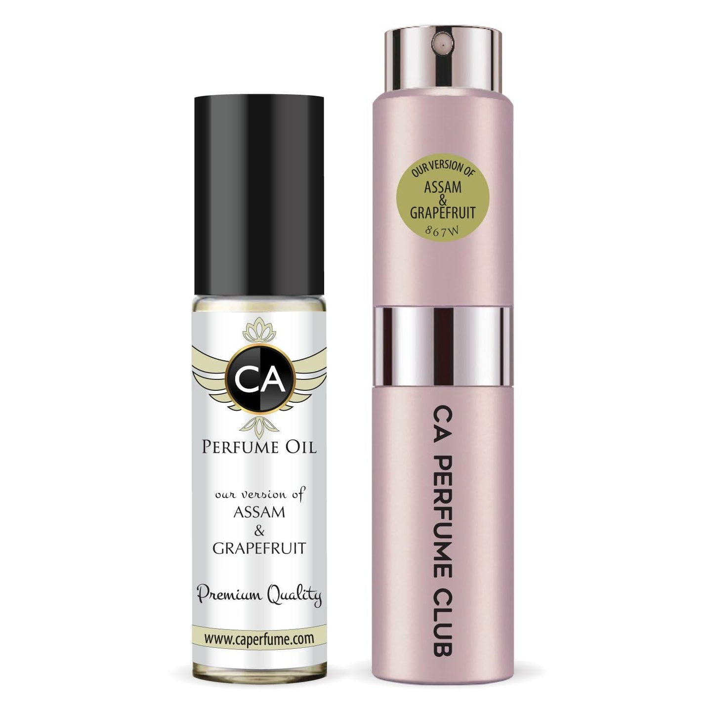 CA Perfume Duo Impression of Assam & Grapefruit For Men Perfume Layering Set Mens Cologne Long Lasting Travel Size EDP + Body Oil Roll-On Bottle 0.27 Fl Oz+0.33 Fl Oz