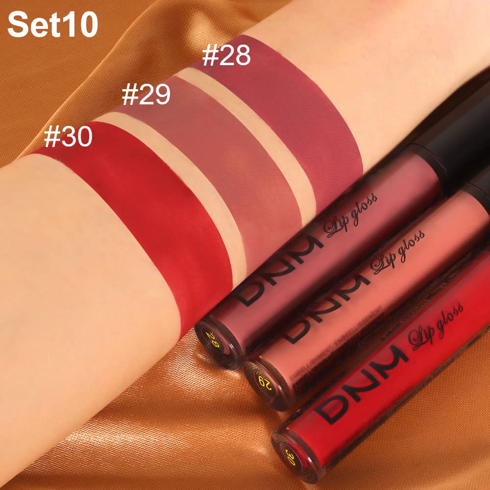evpct 3Pcs Mauve Neutral Light Rosey Nude Blue Red Matte Liquid Lipstick Lip Stain Sets for Women Long Lasting 24 Hours Lipstick Light Skin labiales matte larga duracion 24 matenhoras originales