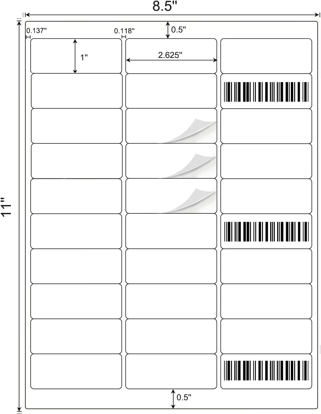 1" x 2-5/8" Shipping Address Labels 3000 Label Stickers Paper for Laser/Inkjet Printer 30 per Page Printable Mailing Labels - Matte, 100 Sheets (Pack of 2)