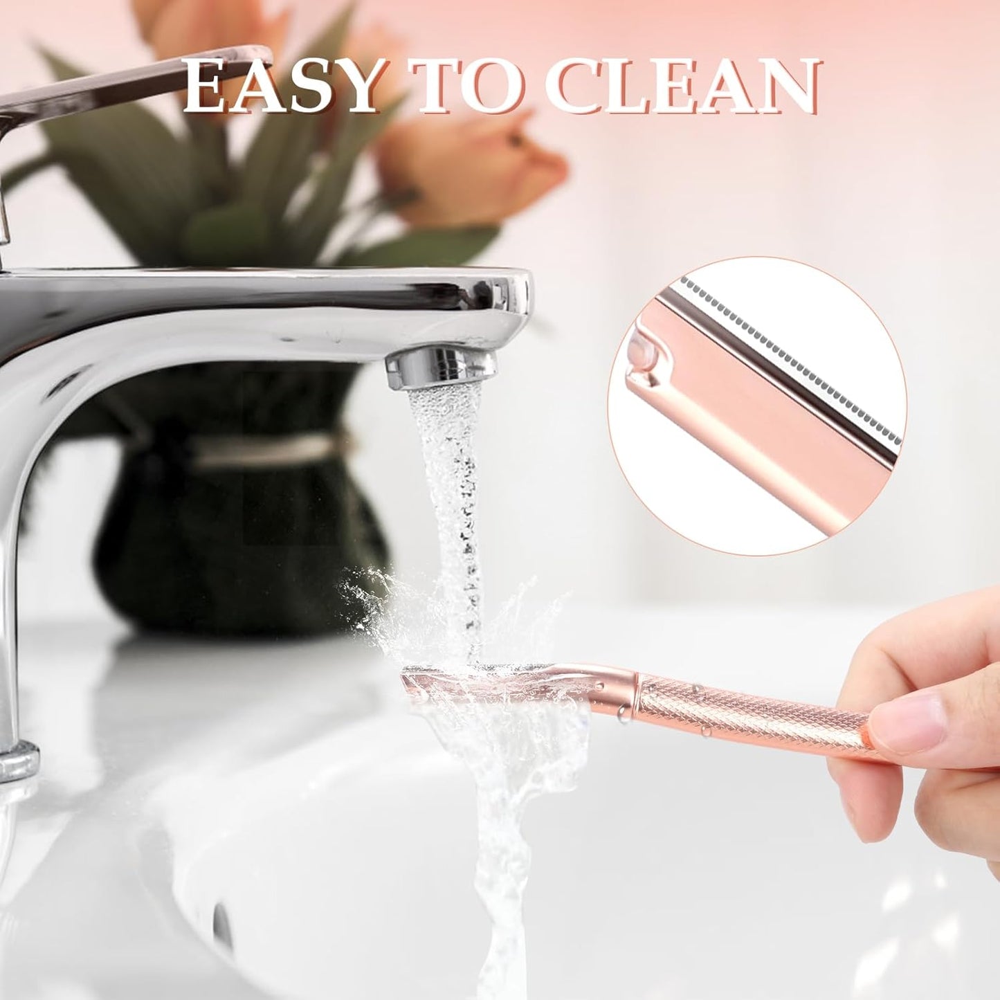 Eyebrow Razor for Women,Face Razors for Women Dermaplaning,Professional Dermaplane Tool with Protective Cap for Peach Fuzz (Rose Gold-10 Blades)