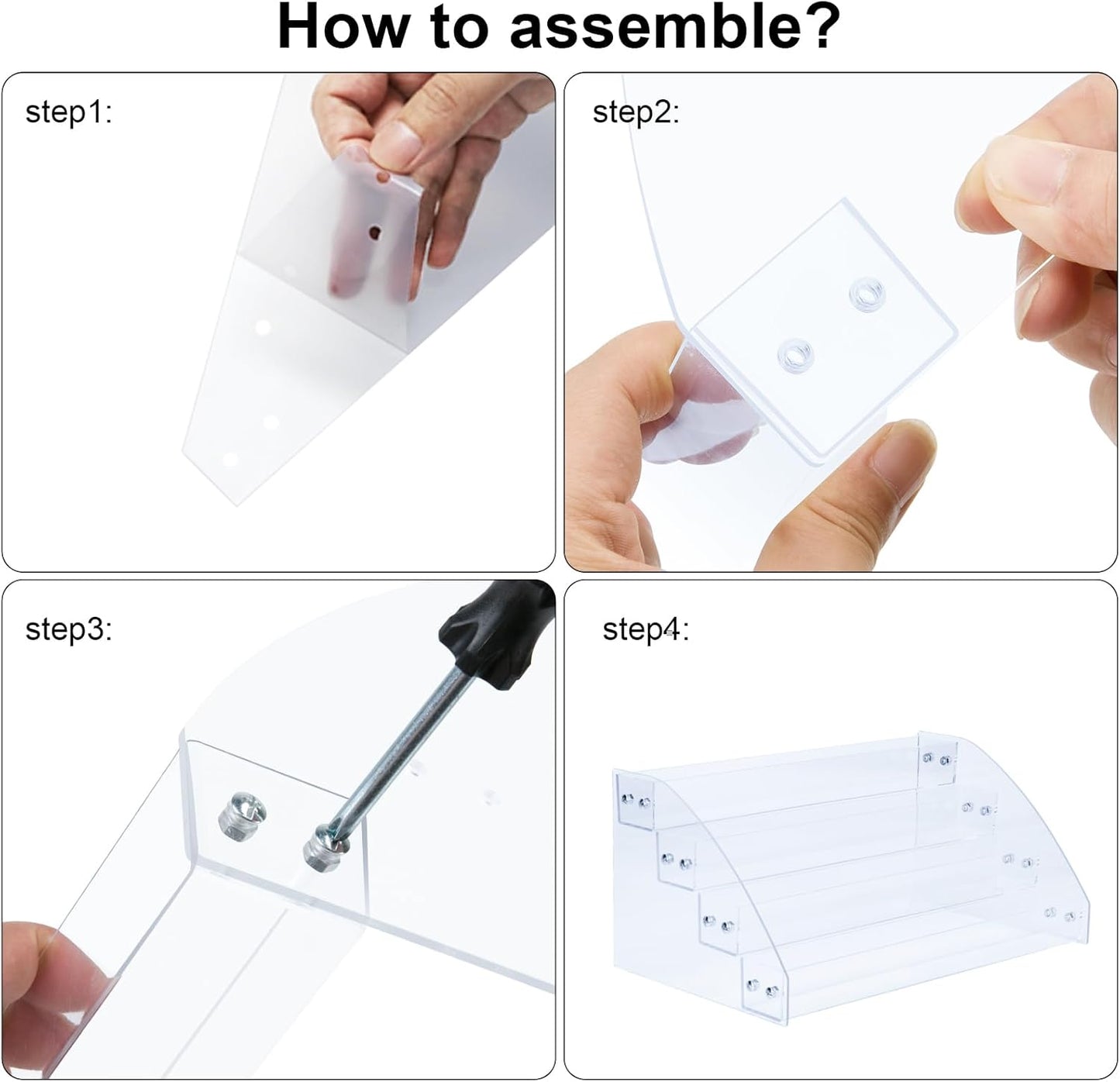 KINGROW Nail Polish Organizer Holder Rack 4 Layers Acrylic Display Rack Eyeglasses Shelf Essential Oils Ink Storage Holds Up to 64 (Fit 1-2oz Bottles)