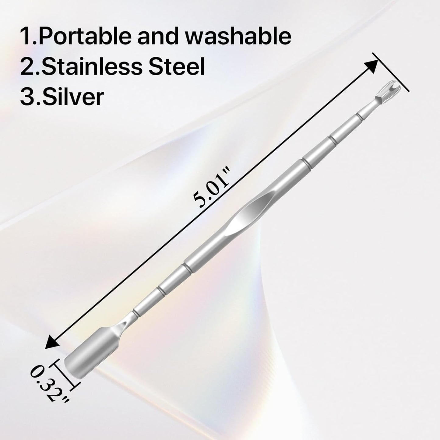 10 Pack Cuticle Pushers with Fork, 2 in 1 Cuticle Nail Pusher Tools with fork, Stainless Steel Cuticle Remover Tool for At-Home & Travel Manicures Pedicures - Silver