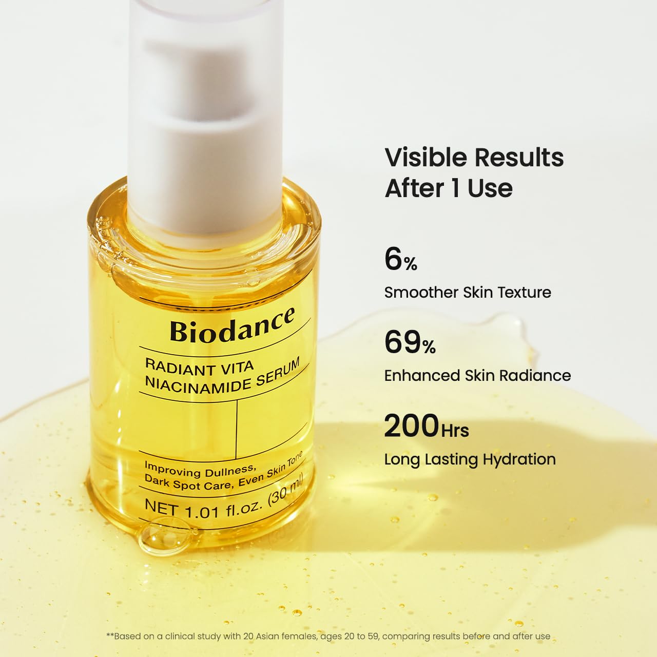 BIODANCE Radiant Vita Niacinamide Serum, for Even Tone Dark Spot Care with Vitamin C, Hydrating for Sensitive Skin, Filter Glow Serum, Korean Skincare, Stocking Stuffers | 1.01 floz x 1 ea
