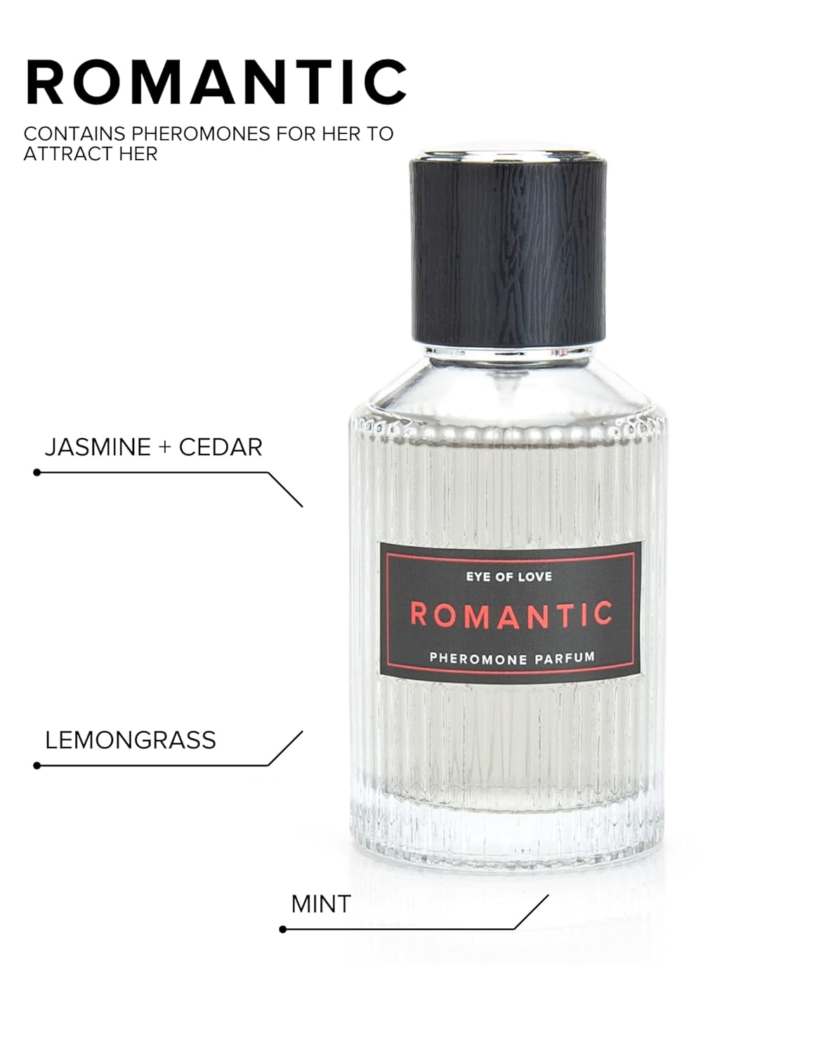 Eye of Love Romantic Pheromone Cologne for Men - Sandalwood Mint Perfume with Lemongrass & Vanilla - Long Lasting Plant-Based Fragrances for Date Nights - 50ml/1.6fl oz Men's Parfum
