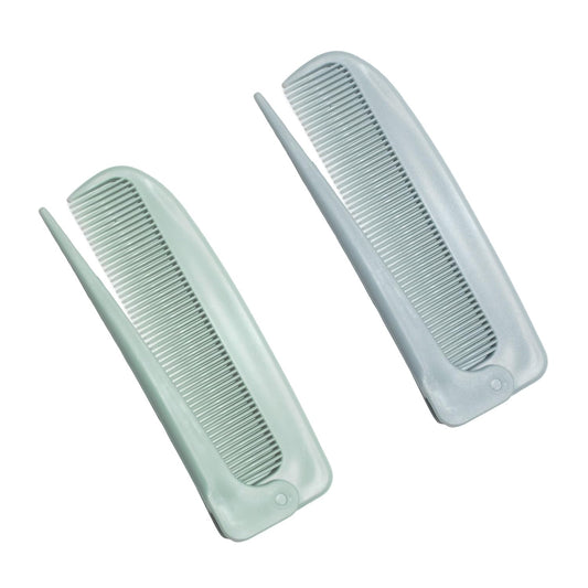 2 Pack Hair Parting Combs, Hair Styling Beauty Tools, Rat Tail Combs, Foldable Comb for Travel, Stylist (Blue,Green)