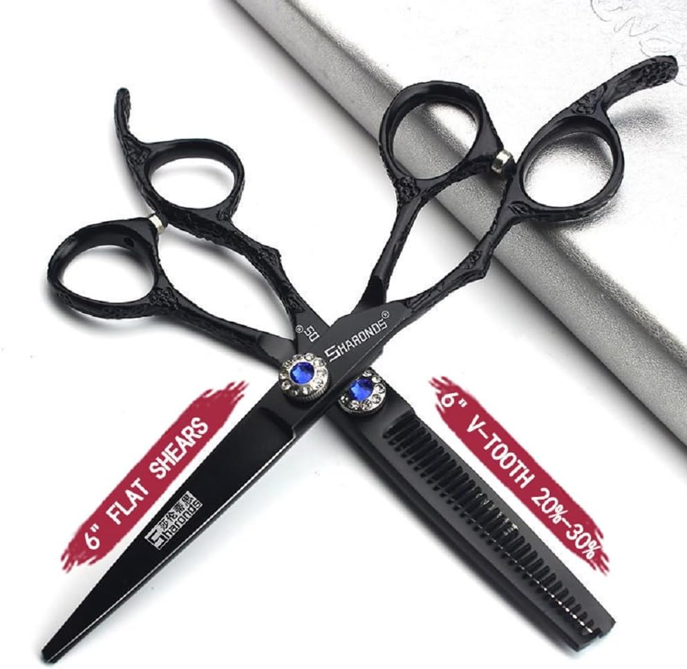 Hairdresser Professional Scissors Set - Left-Handed 6.0 Inch Hair Sparse Scissors - 440C (2pc)