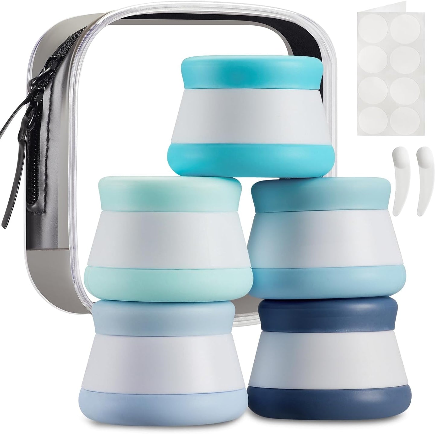 INSFIT Travel Containers for Toiletries, TSA Approved Silicone Cream Jars, Leakproof Travel Accessories with Lids