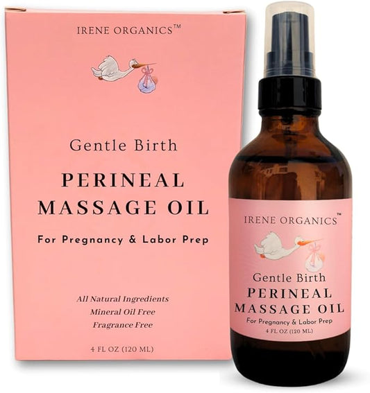 Organic Perineal Massage Oil Spray by Irene Organics for Pregnancy and Postpartum - Prevention for Perineum Tearing, All Natural, Pregnancy Third Trimester Must Haves for Childbirth
