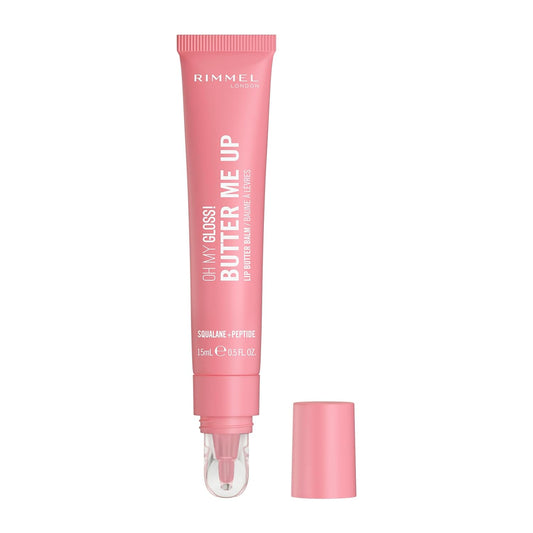 Rimmel London Oh My Gloss Butter Me Up Lip Butter Balm 003 Bubble Gum, Hydrating Lip Balm, Tinted Lip Balm, Lip Care, Hydration, Nourishing, Squalene