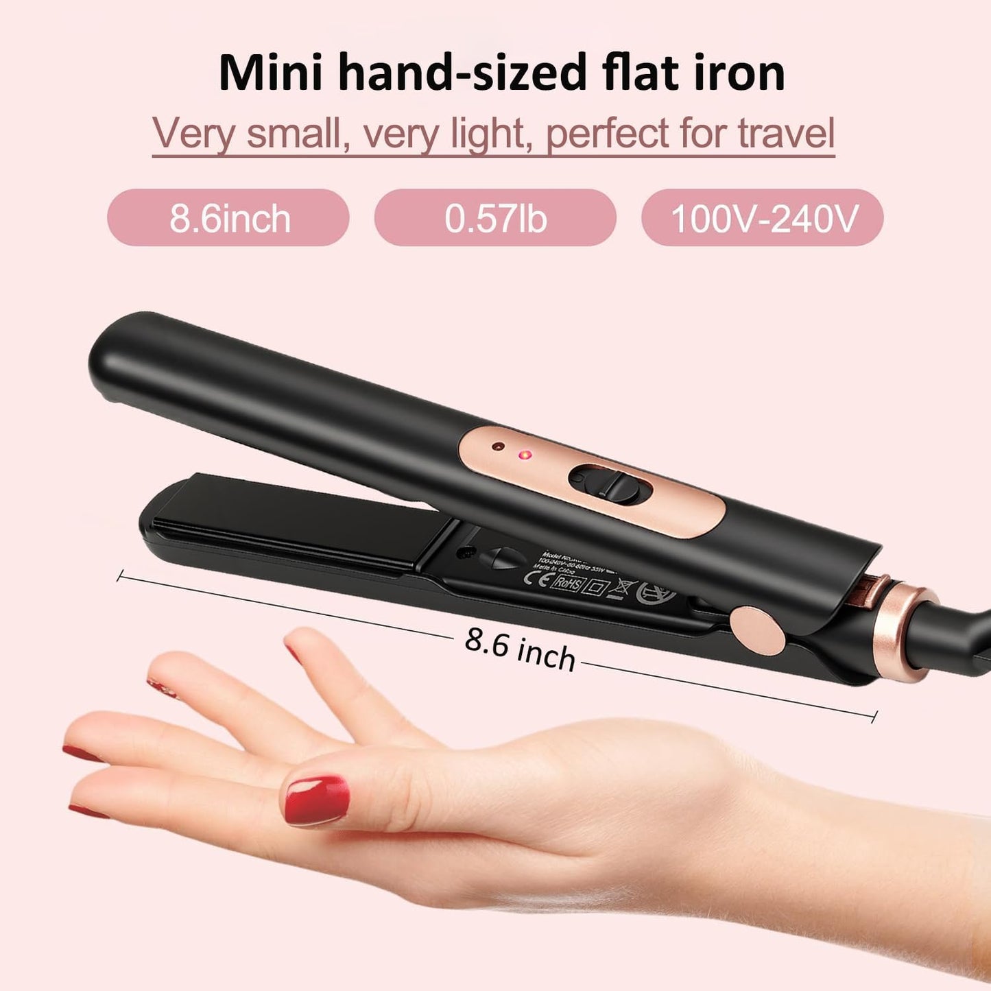 JAETON Small Flat Iron 0.7 Inch Mini Hair Straightener and Curler 2 in 1, 30S Heat-up, Dual Voltage Travel Curling Iron, for Short Hair, Bangs, Pixie Cut, Beard