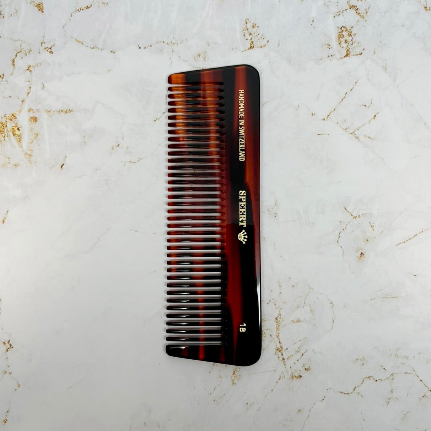 #18 Handmade Wide Tooth Comb Tortoise Havana Acetate Thick Coarse Curly Detangling Parting Grooming Teasing Hair Styling Hairdresser Barber Hairdressing Wet Dry Pocket Travel Women Men Kids