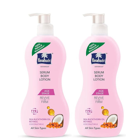 Parachute Advansed Body Lotion for Women, Age Erase Serum, Retinol, Coconut Milk, 100% Natural, All Skin Type | 13.5 fl oz | Pack of 2