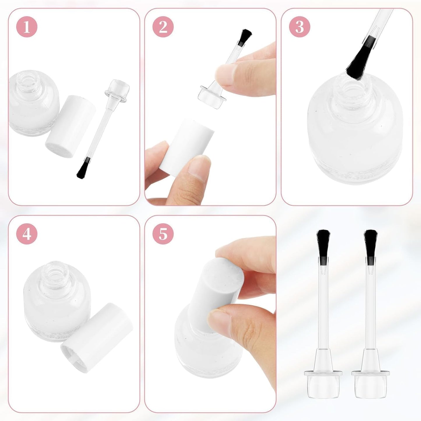 50PCS Disposable Nail Polish Brush, Nail Polish Replacement Brush Art Nail Brush Set with Handle Dip Powder Liquid Replacement Brushes Soft Bristles Nail Brushes