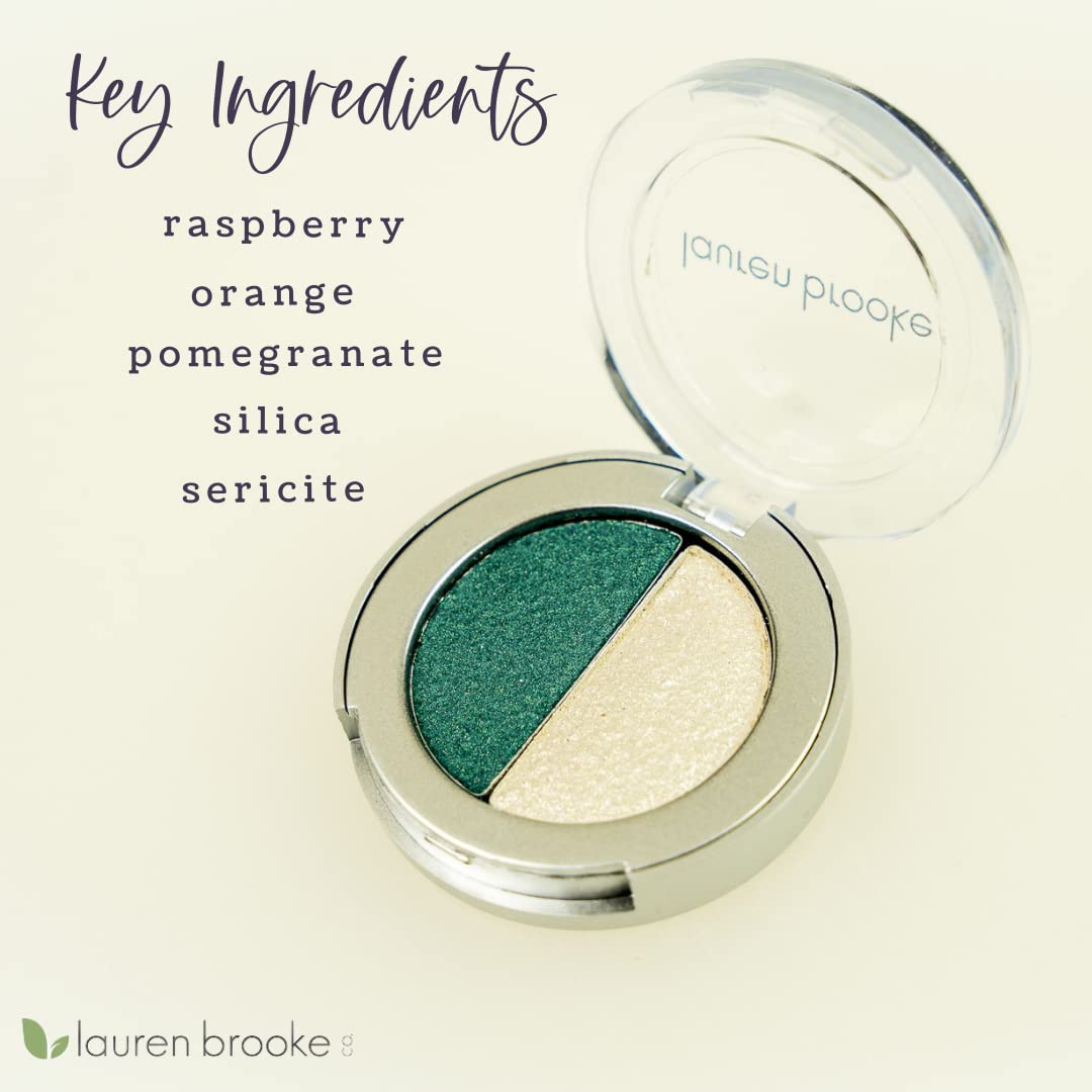 Lauren Brooke Cosmetiques Pressed Eye Shadow Duo, Richly Pigmented Natural Eyeshadow, EU Certified Organic Makeup For Women (Morning Dew/Summer Wind)