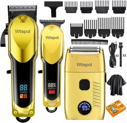Hair Clippers Set for Men,Hair Clipper Trimmer with LED Display, Professional Cordless Hair Clipper Shaver Beard Trimmer, Hair Cutting Machine for Men, Holiday Gift for Father's Day Gift(with Apron)