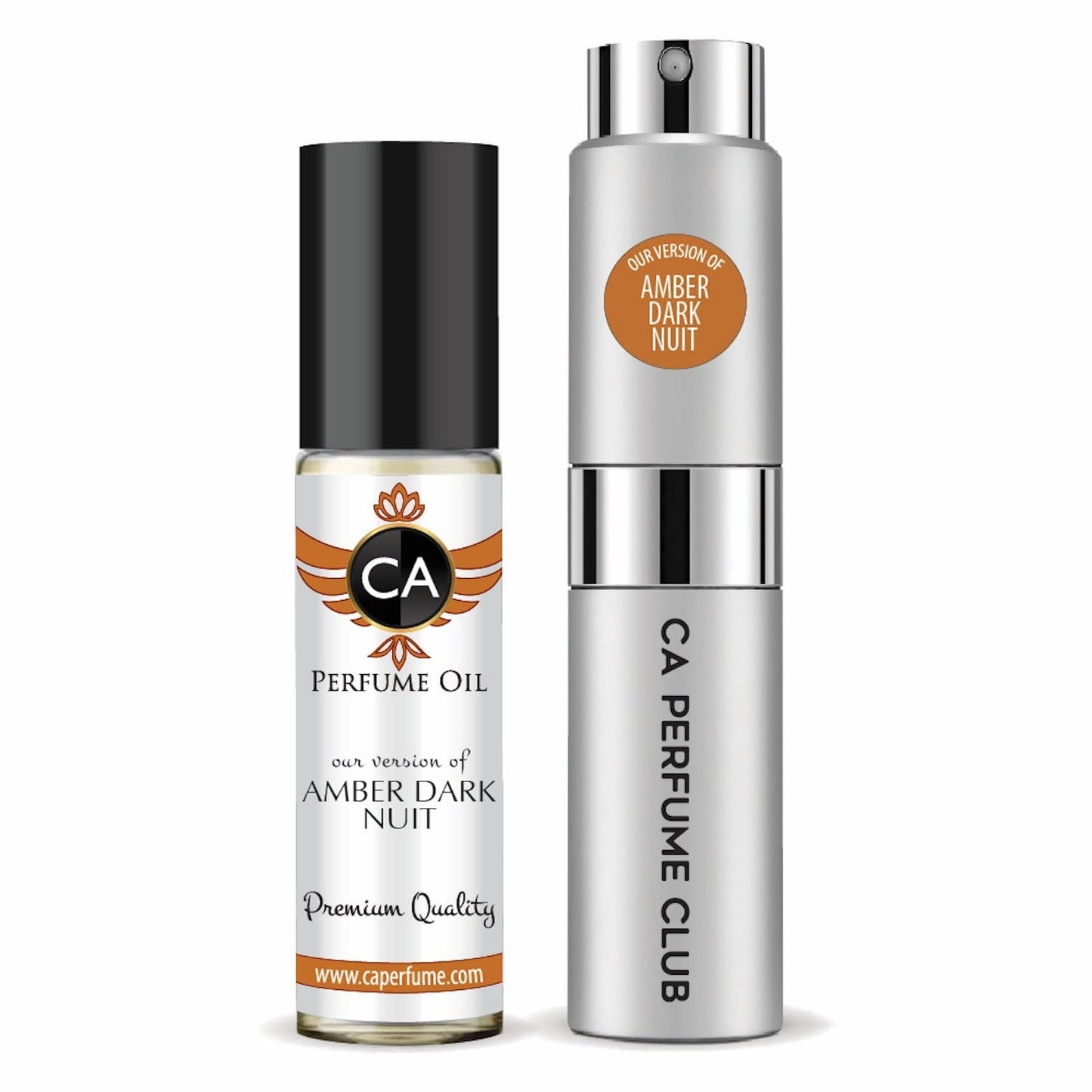 CA Perfume Duo Impression of Amber Dark Nuit For Women And Men Perfume Layering Set Long Lasting Travel Size EDP + Body Oil Roll-On Bottle 0.27 Fl Oz+0.33 Fl Oz