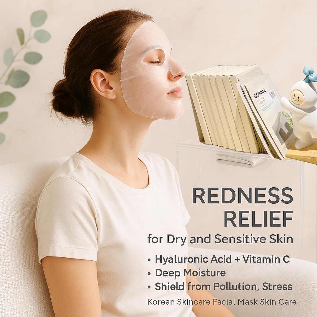 GONIM Face Mask Korean Skin Care with Hyaluronic Acid Serum, Collagen Activation, Vitamin C-Face Masks Skincare Hydration, Moisturizing Sheet Mask, Travel Essentials, Korean Face Mask 30ml x5pcs