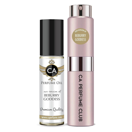 CA Perfume Duo Impression of Beburry Goddess For Women Perfume Layering Set Long Lasting Travel Size EDP + Body Oil Roll-On Bottle 0.27 Fl Oz+0.33 Fl Oz
