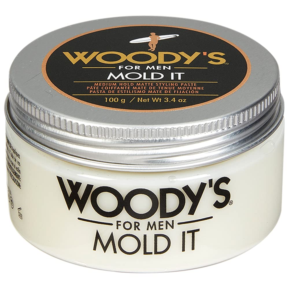 Woody's Mold It Matte Hair Paste for Men - Medium Hold, Matte Finish Styling Clay Pomade For Men Alternative, Adds Texture & Volume, 3.4 oz