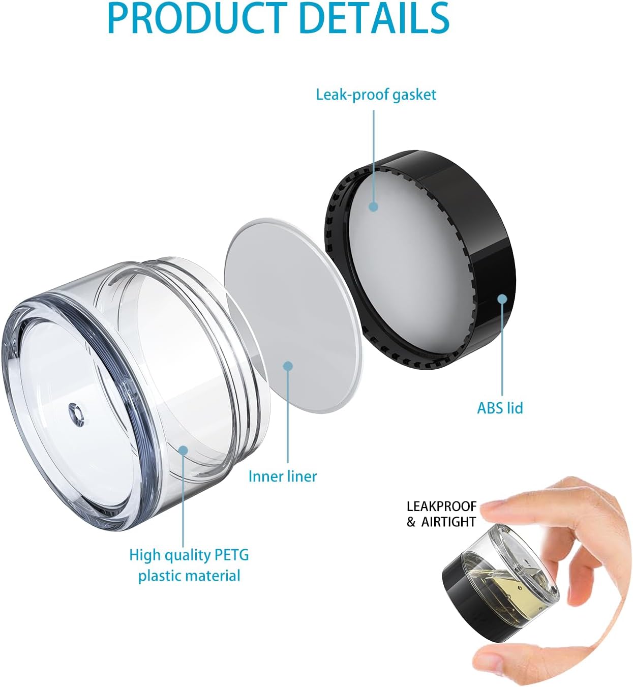 Travel Size Containers for Toiletries, 3 Size 0.17/0.5/1 OZ Small Cosmetic Jars for Makeup Face Creams Moisturizer Lotion, with 2 Pieces Mini Spatulas for Gift (6 Pieces)