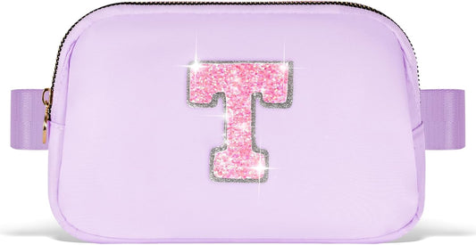 Gifts for Girls Teens Kids - Birthday Gifts for Daughter Sister Her,Teen Girl Essentials,Travel Essentials,Cute Teen Trendy Stuff Waist Packs Belt Bag Crossbody Bag | Lavender,Initial T