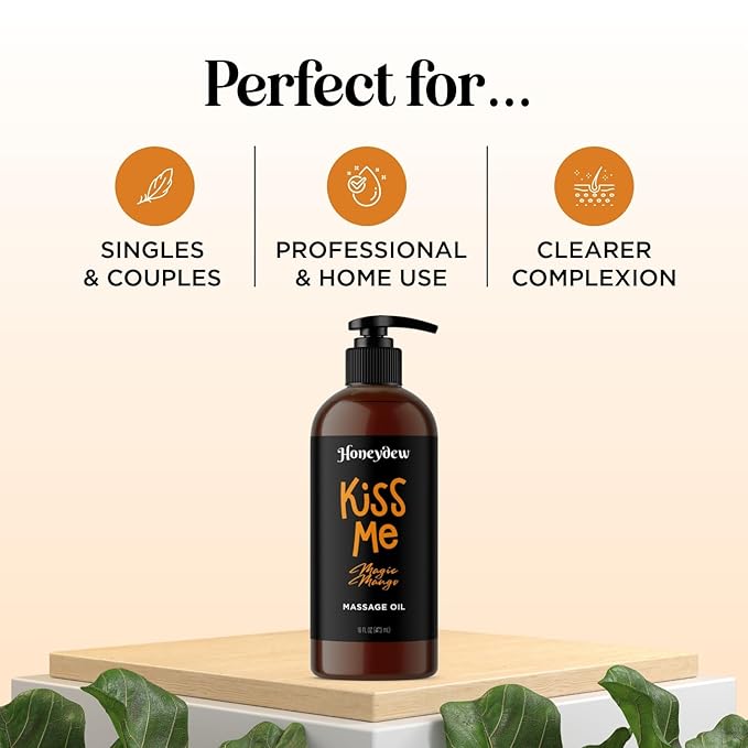 Mango Sensual Massage Oil for Couples - Alluring Tropical Full Body Massage Oil for Date Night and Nourishing Body Moisturizer with Sweet Almond - Vegan Non Staining Non Greasy Smooth Gliding Formula