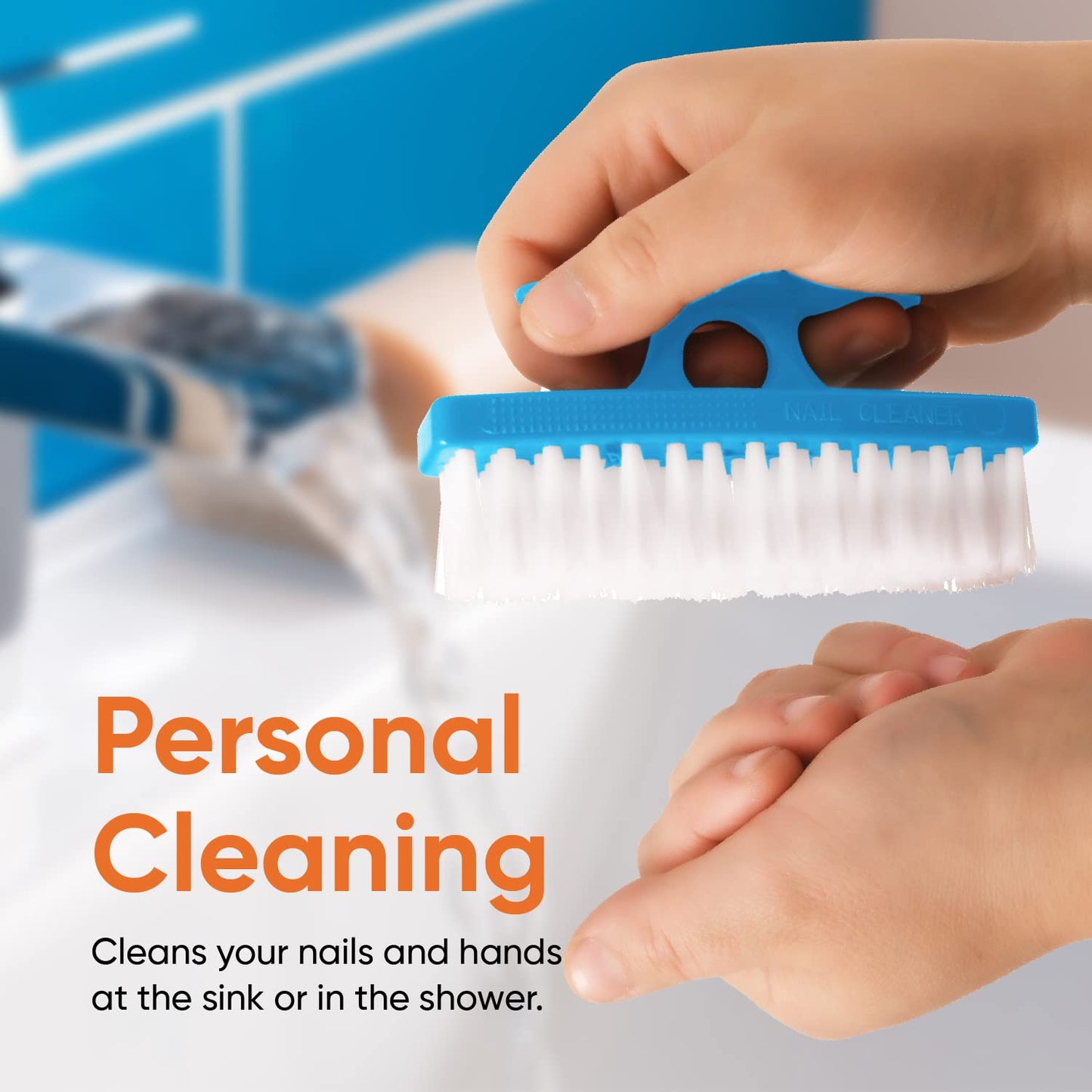 Superio Nail Scrubber - All-Purpose Stiff Cleaning Brush for Fingernails, Toe, Foot & Hands - Small, Blue