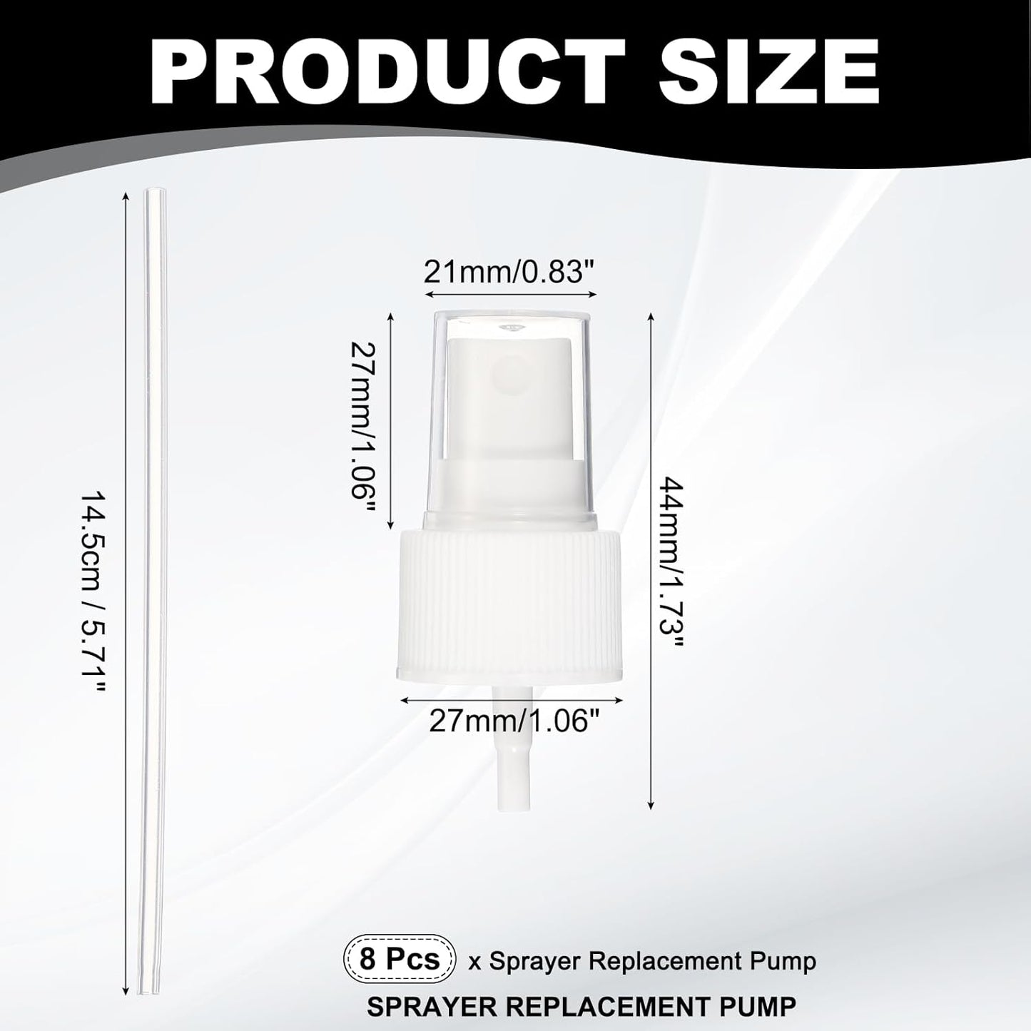 Fine Mist Spray Top, Spray Bottle Top Nozzle Sprayer Reusable Replacement for 24 Caliber Bottles Pump - Fitting For(Essential Oil Bottles/Perfumes/Cleaning Solution) 8 Pcs & White