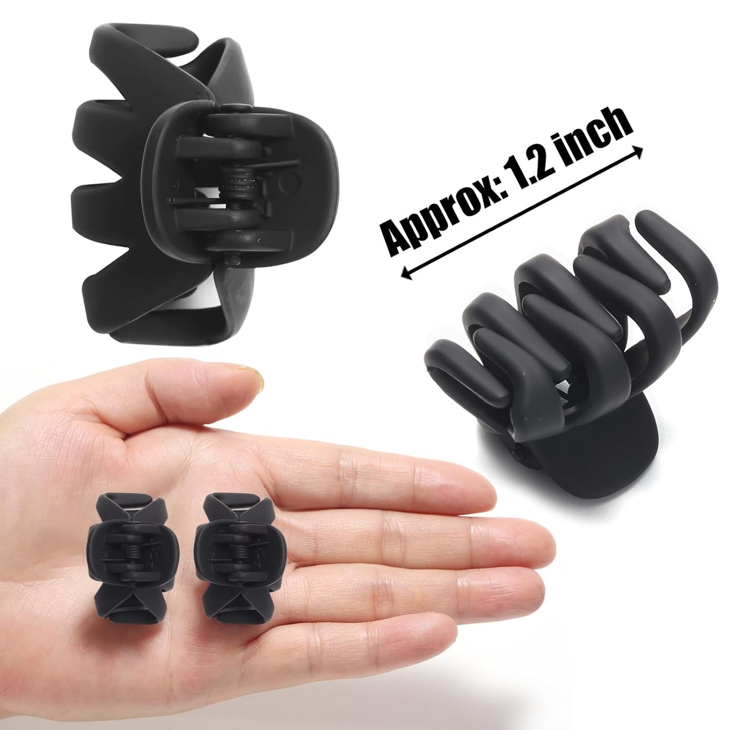 Cobahom 12 Pack Small Hair Claw Clips 1.2 Inch Matte for Thin Hair No-Slip Mini Styling Accessories for Women and Girls (Matte Black)