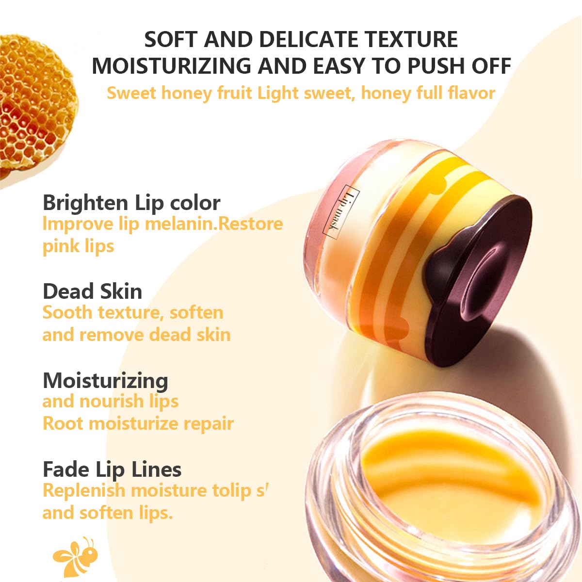 4 Pcs Strawberry & Honey Lip Balm, Vitamin E Lip Masks Moisturizing Propolis Sleeping Lip Mask, Hydrating & Prevention Dry and Cracked Lip Scrubs Exfoliator (2 Pack Strawberry + 2 Pack Honey)