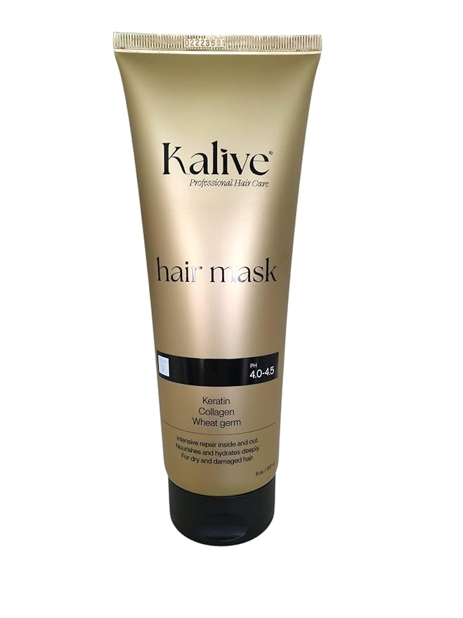KALIVE Hair Mask for Deep Hydration & Repair - 8 oz. Keratin, Collagen & Wheat Germ - Hair Care Products for Dry, Damaged Hair.