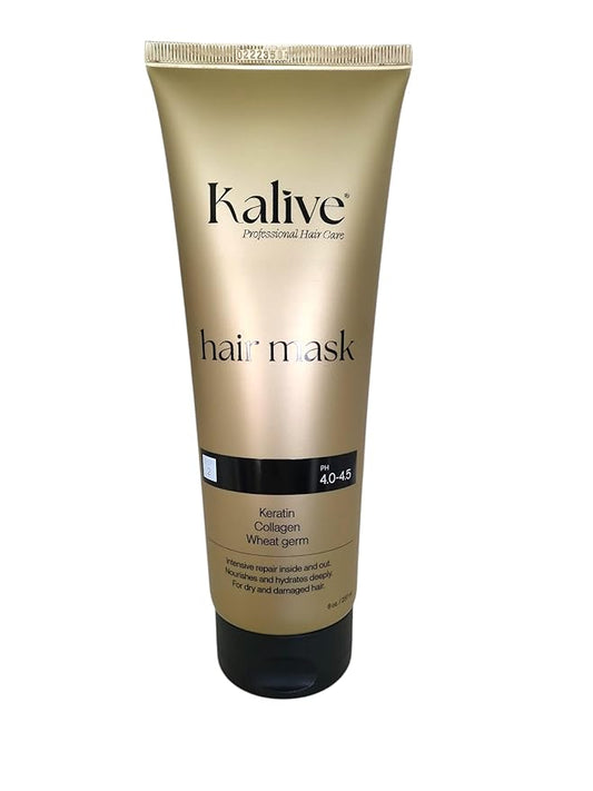 KALIVE Hair Mask for Deep Hydration & Repair - 8 oz. Keratin, Collagen & Wheat Germ - Hair Care Products for Dry, Damaged Hair.