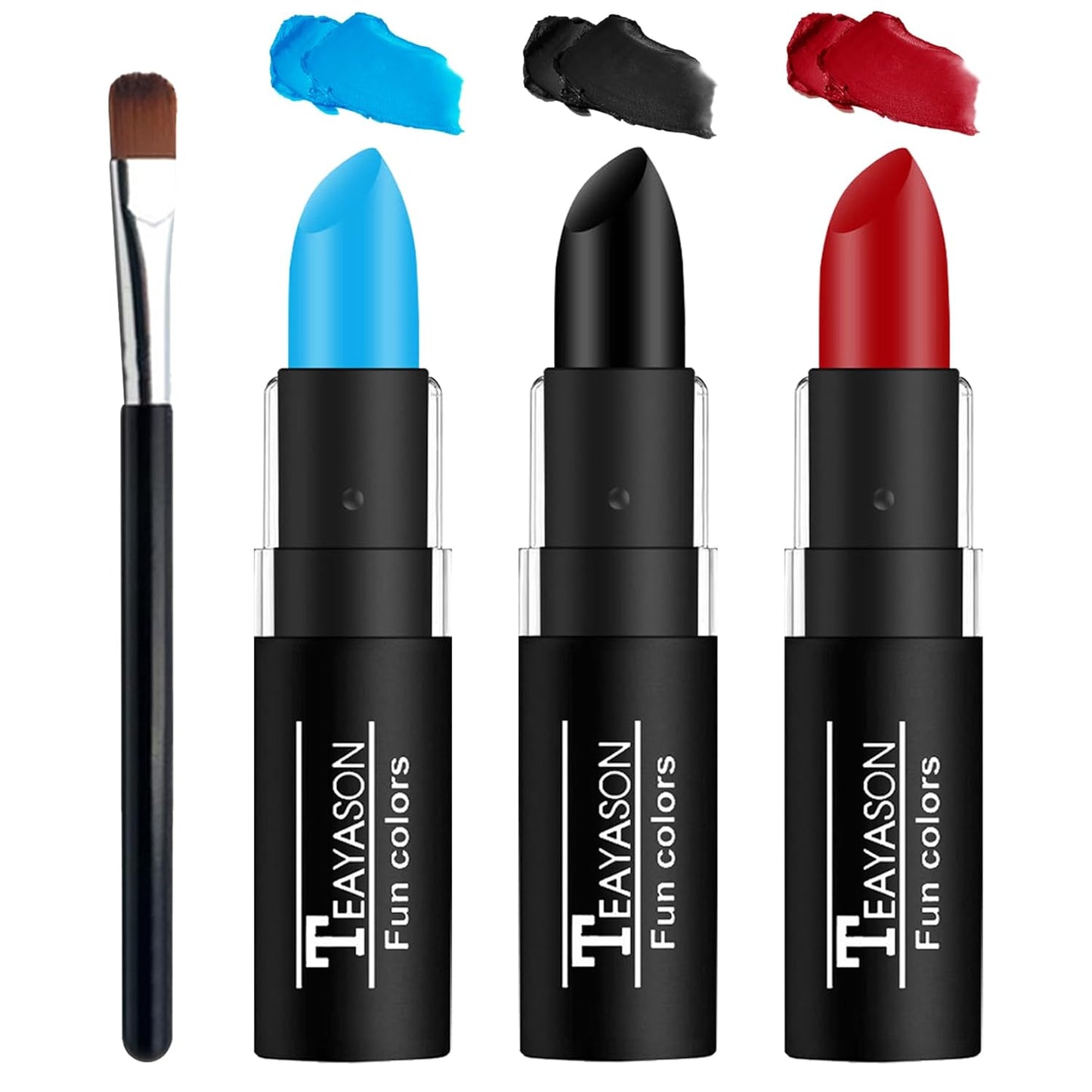 3 Colors Face Body Paint Eye Black Sticks for Sports Football Baseball Softball,Convenient Design Facepaint for Halloween SFX Clown Cosplay Makeup（Blue/Black/Red Body Paint Sticks）