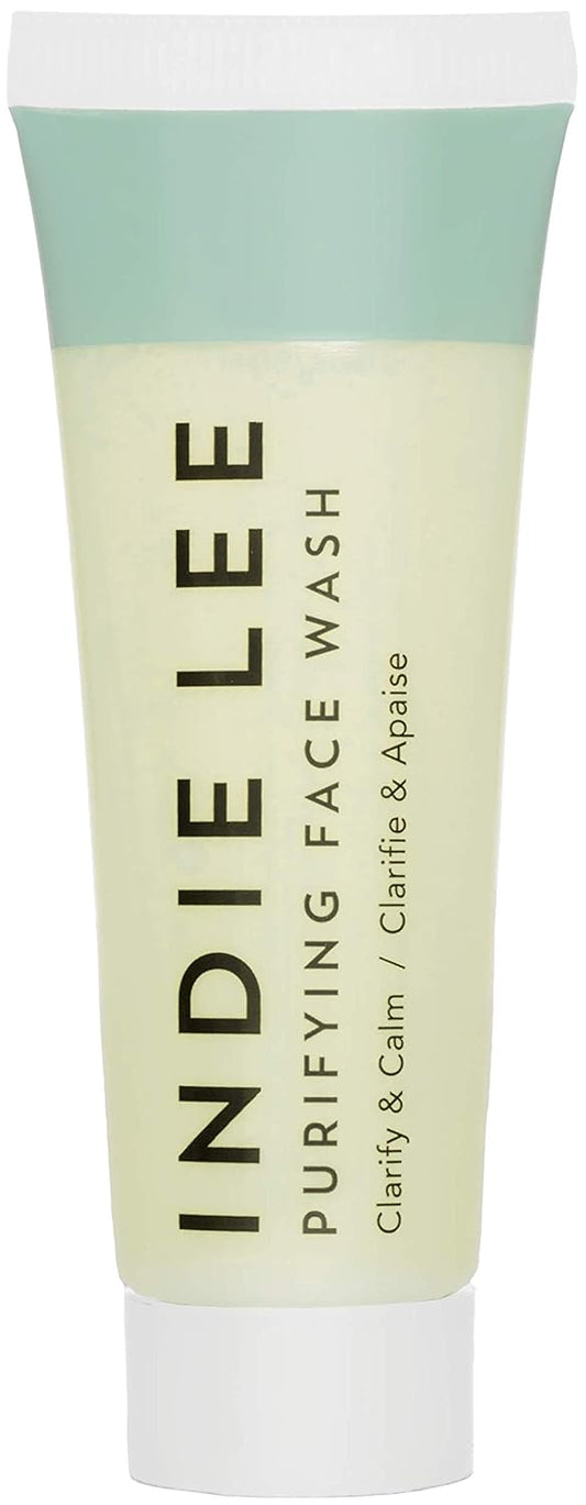 Indie Lee Purifying Face Wash - Travel Size Hydrating Facial Cleanser + Makeup Remover - With Orange, Lavender, Burdock + Jasmine - Foam Face Wash for All Skin Types - TSA Approved Travel Skincare (30ml)