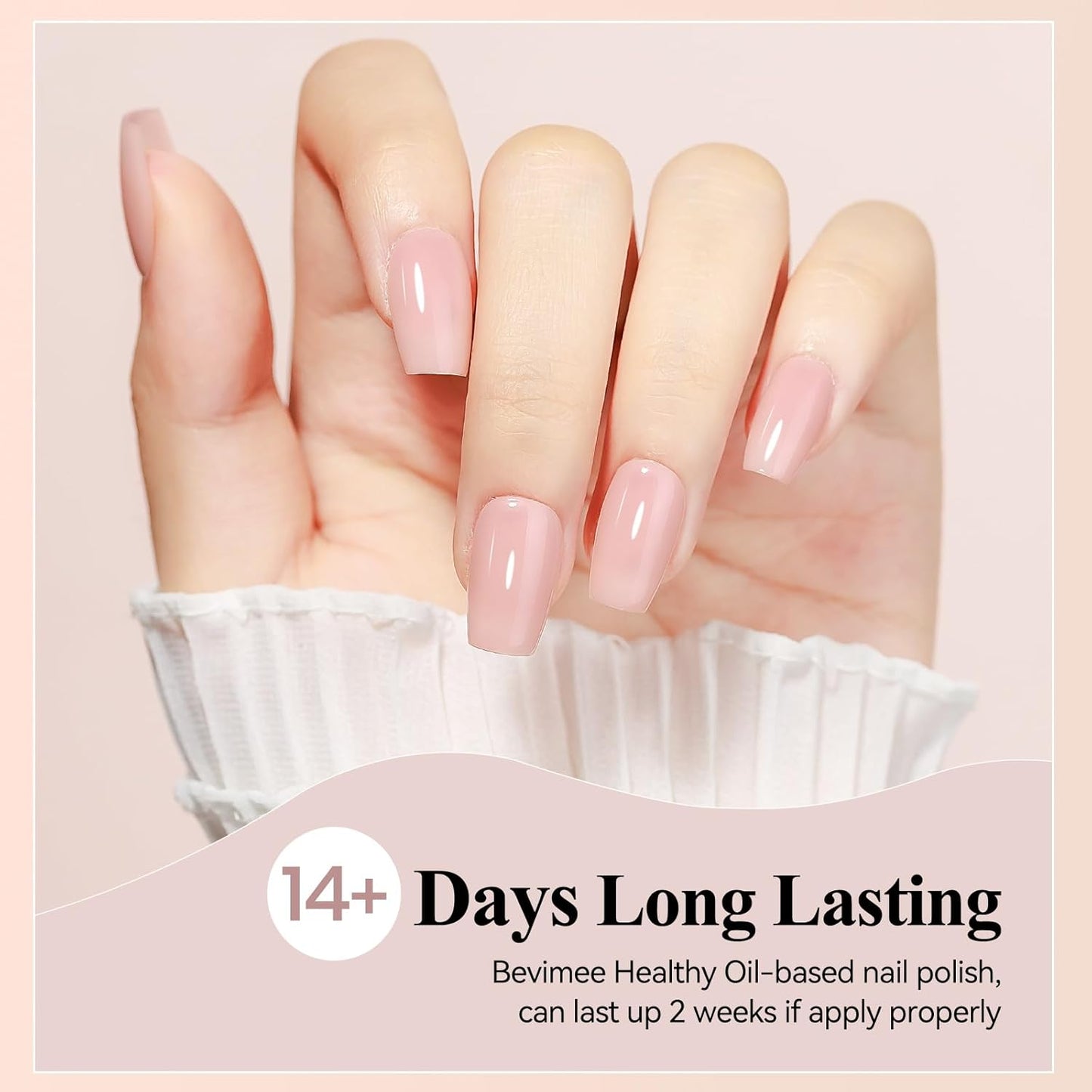 Nude Nail Polish Set: Quick Dry Nail Lacquer Non Ge Regular Sheer Colors White Nude Light Pink Natural Fingerpolish Fast Drying DIY Salon Gift For Women, 6 Colors 8lm/0.27fl.oz
