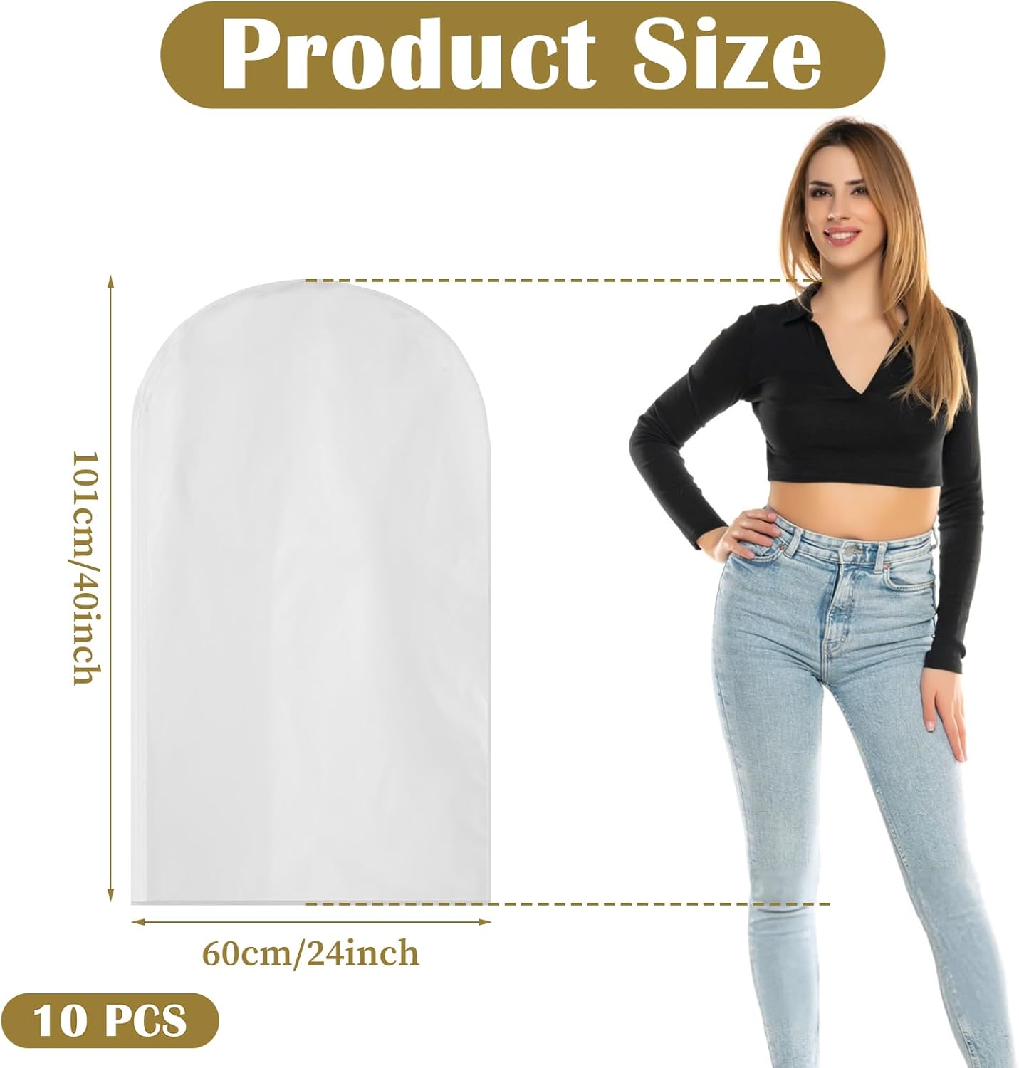 10 Pack Clear Garment Bags for Hanging Clothes, 40in Zipper Suit Bags for Closet Storage, Dusts Proof Hanging Plastic Clothes Cover for Shirt, Sweater Closet Storage