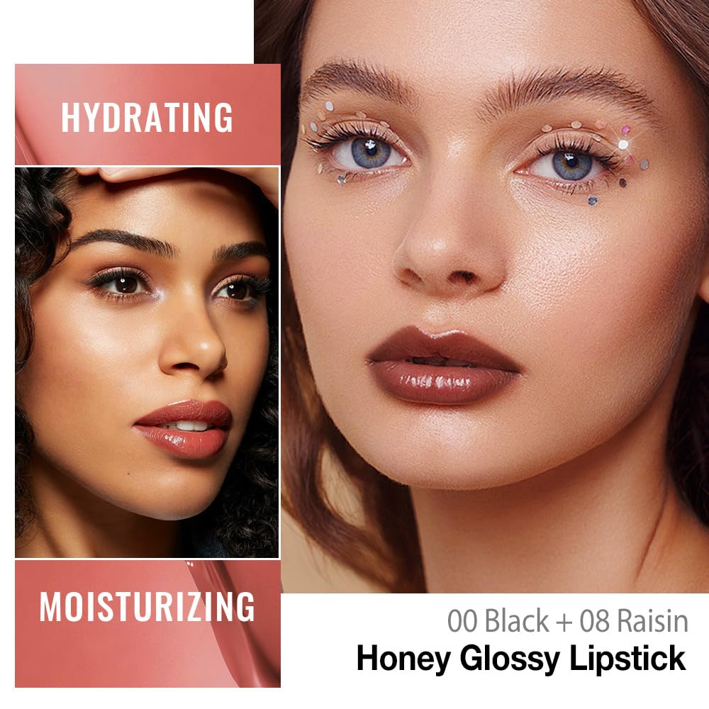 evpct 2Pcs Rose Girly Pink Honey Lipstick Tinted Lip Balm, Sheer Hydrating Shine Tinted Lipstick for Women, Moisturizing Lip Color, Nourishing Tinted Lip Balm Plumper Gloss Stain, Glossy Shiny Finish