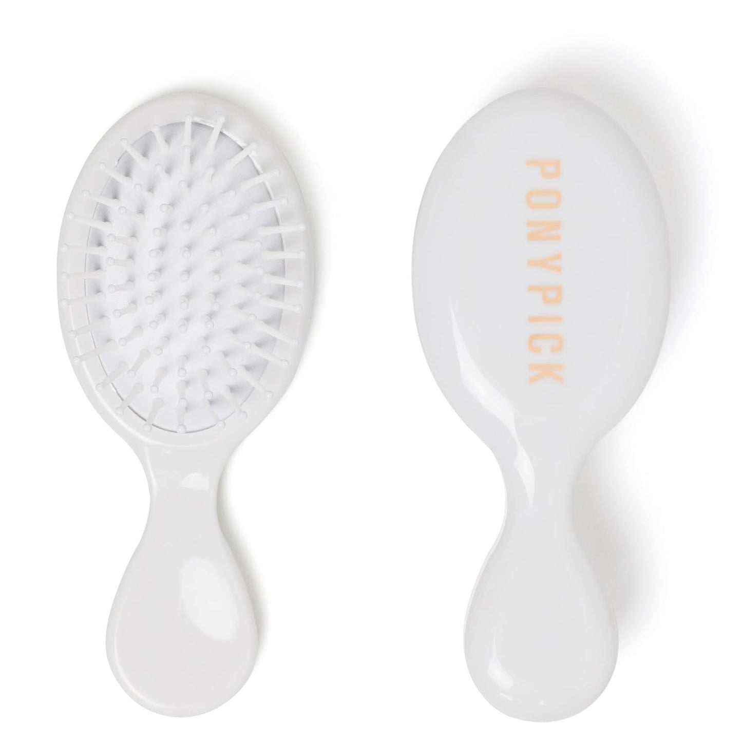 White Mini Hair Brush - Travel size, Compact Hair Brush for Wet & Dry Hair - On-the-go Travel - Easy to Use Hair Detangler Brush