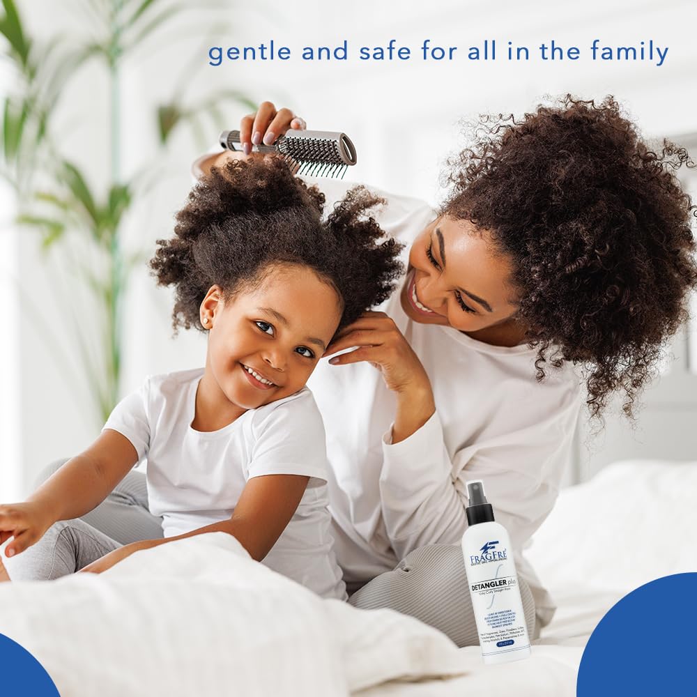 Detangler plus Styling Hair Spray 8 oz - Heat Protectant and Blowout Spray - Leave in Conditioner for Sensitive Skin - Fragrance Free Hypoallergenic Unscented - Anti Frizz Vegan Cruelty Free