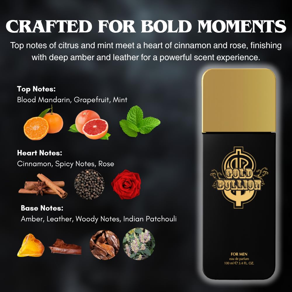 Perfume for Men - INSPIRED by A WORLD RENOWNED MEN’S PERFUME - Grapefruit, Mint, Cinnamon, Leather - Spicy, Sensual, Fresh, Long-Lasting - Eau De Parfum 100 ml (3.4 fl oz)